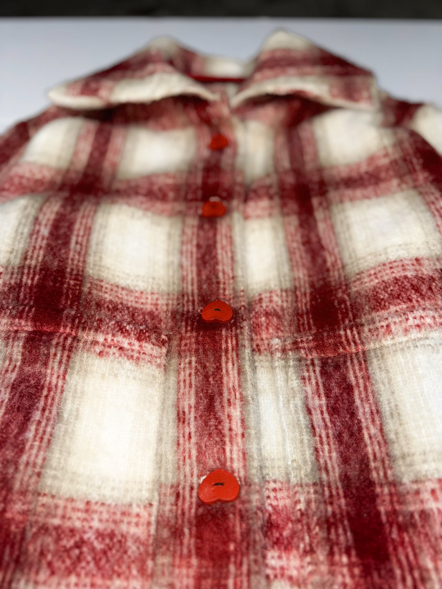 Handmade Cropped Plaid Jacket – Red & Cream