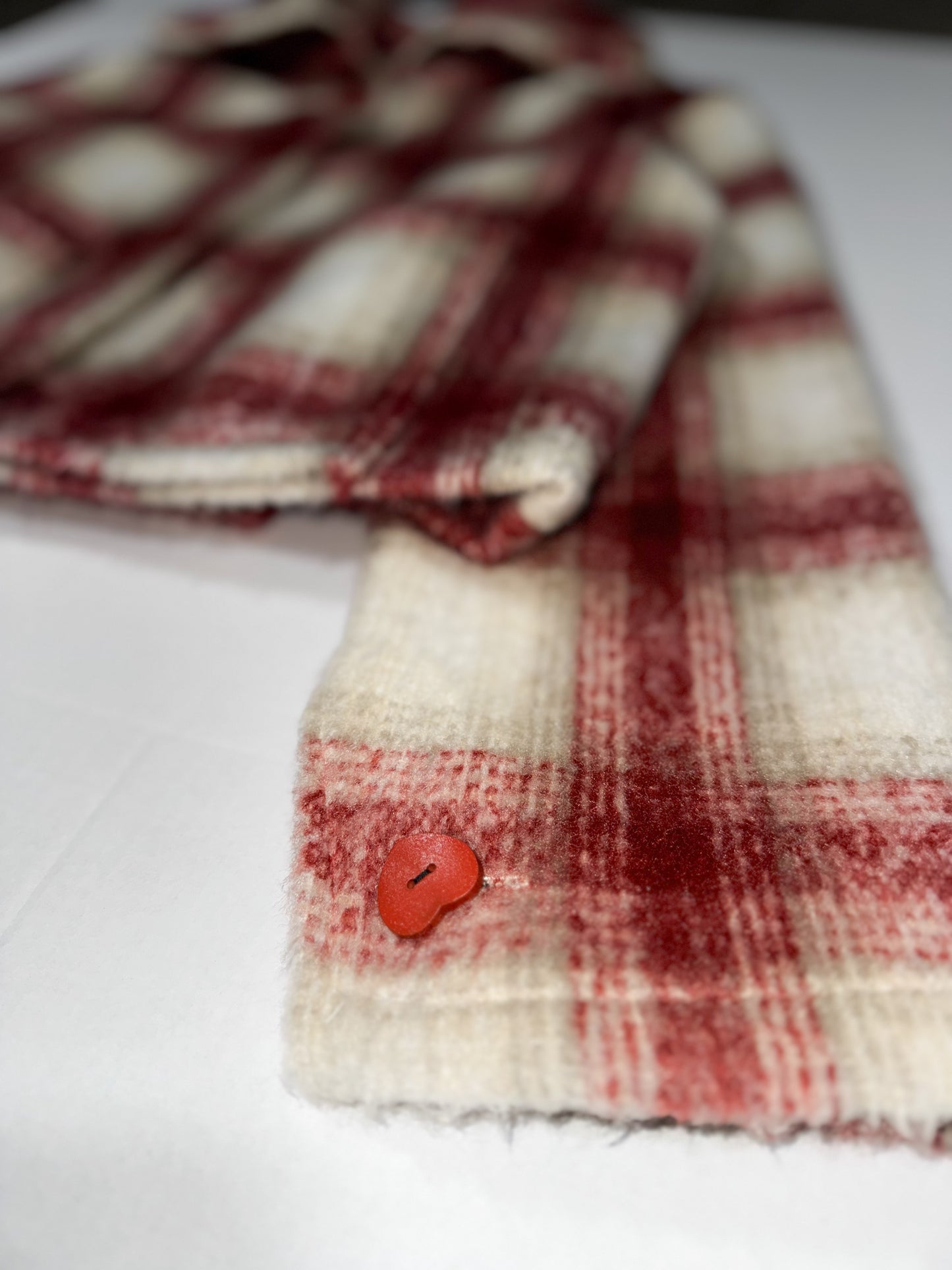 Handmade Cropped Plaid Jacket – Red & Cream