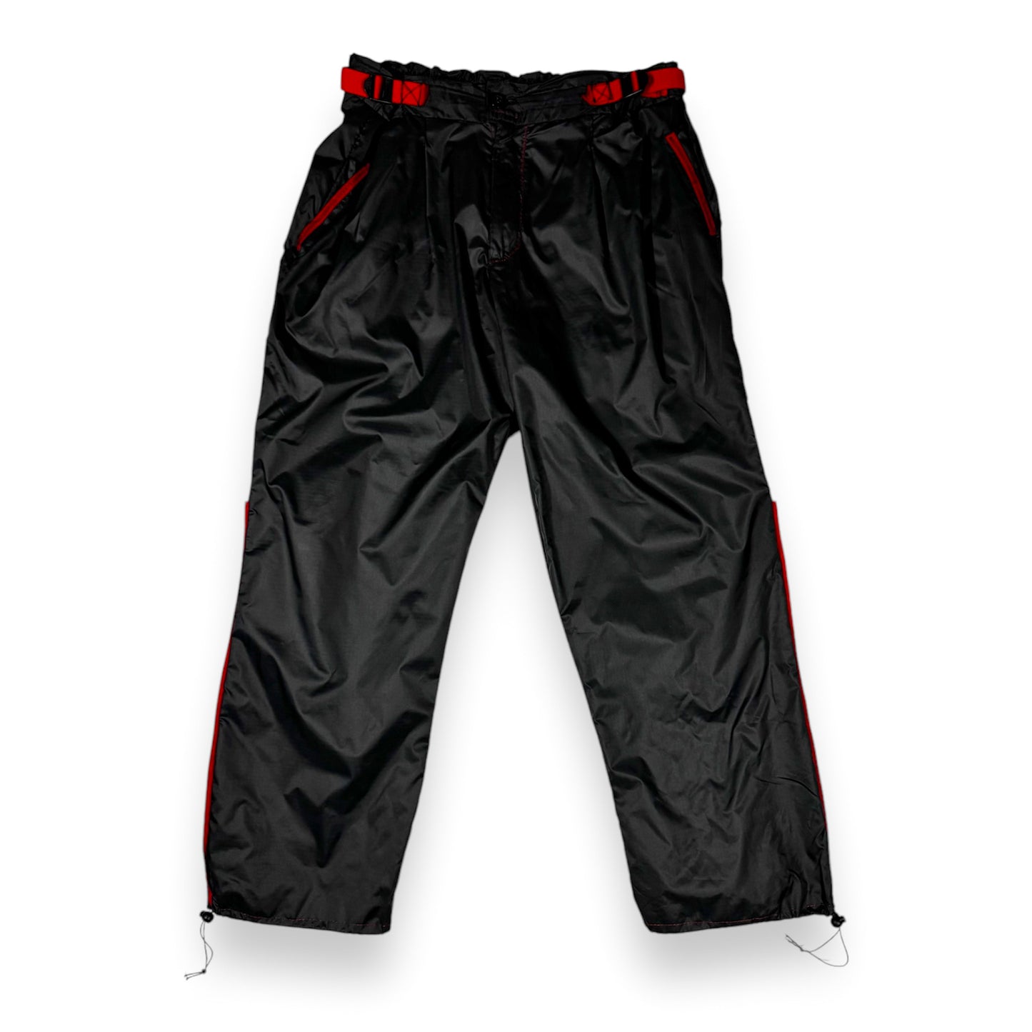Adjustable Nylon Windbreaker Pants – Black & Red