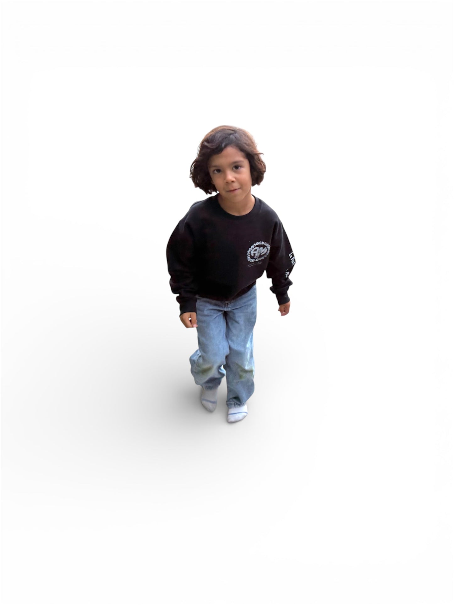 Le Petit Aime Moi Kids Crewneck - Black