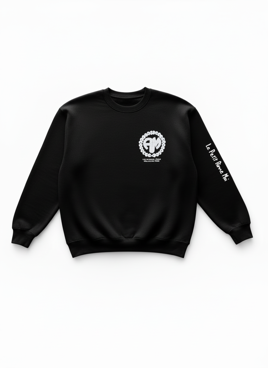 Le Petit Aime Moi Kids Crewneck - Black