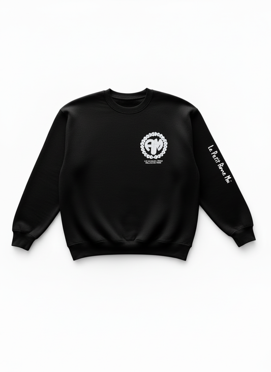 Le Petit Aime Moi Kids Crewneck - Black