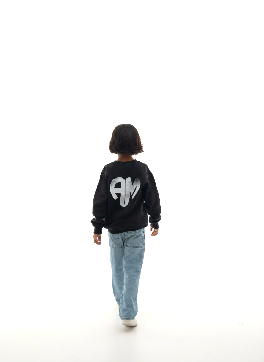 Le Petit Aime Moi Kids Crewneck - Black