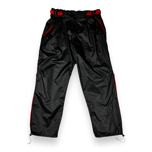 Adjustable Nylon Windbreaker Pants – Black & Red