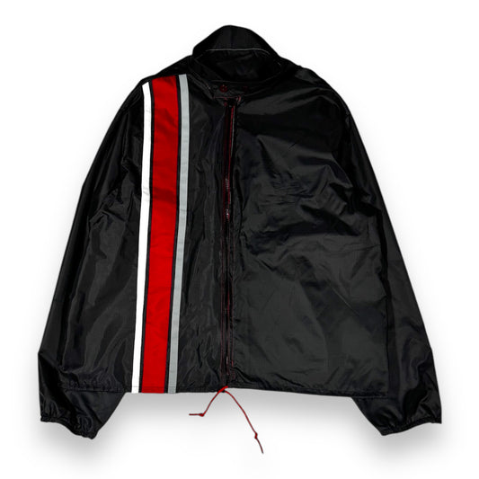 Cropped Racer Windbreaker – Black & Red